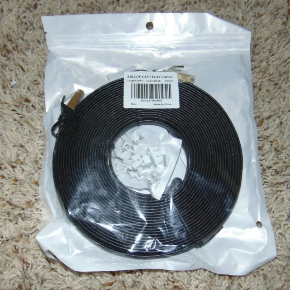 Ethernet Cable 50 ft Shielded, AULLOV High Speed Flat RJ45 Category 7